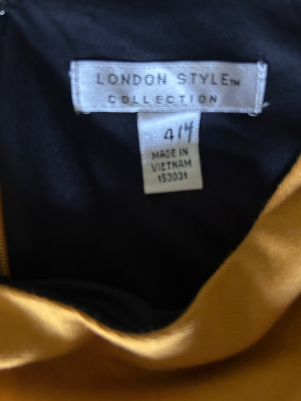 London Style Colorblock Long Sleeve Midi Dress in Mustard, Black & Gray size 4 - Picture 2 of 3